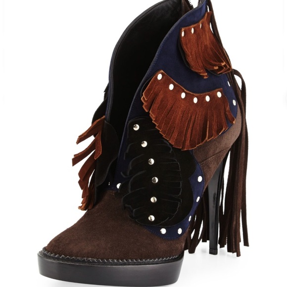 Burberry Shoes - NEW Runway Burberry Lilybell Studded Fringe Boots Bootie Heels